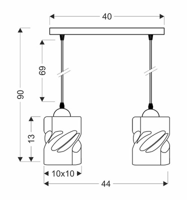 Hanging lamp black / amber strip 2xE27 Felis 32-00170