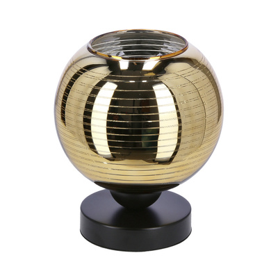 Trio Tischlampe schwarz e27 mit goldenem Schirm 41-11978