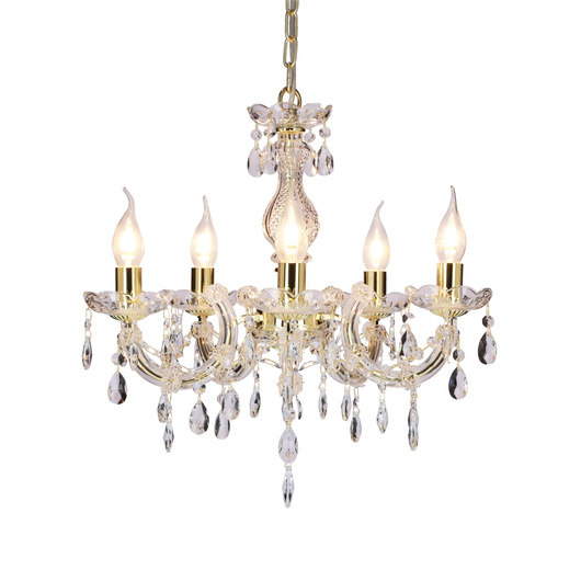 Gold crystal chandelier 5xE14 Maria Teresa Candellux 35-94646