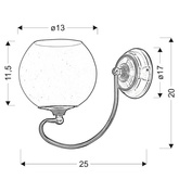 Aplic de perete 1X60W E27 cupru patinat ORBIT 21-69344