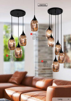 Hängelampe Schwarz und Kupfer mit Spiegelschirmen 3x60W Marina Candellux 33-51608