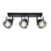 Crazy ceiling lamp black strip 3x15w gu10 colorless lampshade