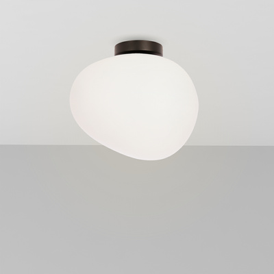 Lampa sufitowa STONES inspirowana kamieniem - designerski plafon z akrylowym mlecznym kloszem 30 cm – oświetlenie salonu i korytarza E27