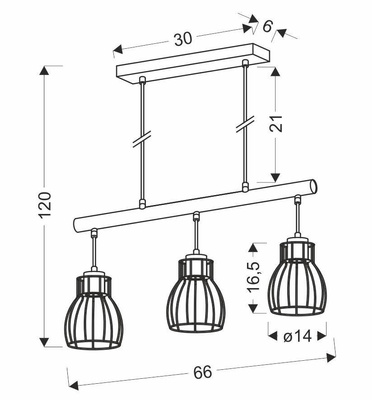 Lampa suspendata neagra 3x60W Bernita 33-78087