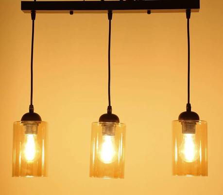 Lampa suspendata neagra / banda maro 3xE27 Bistro 33-00545