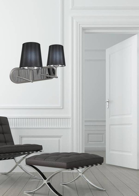 Aplică dublă din satin + abajur negru 2x60W Milonga Candellux 22-53503