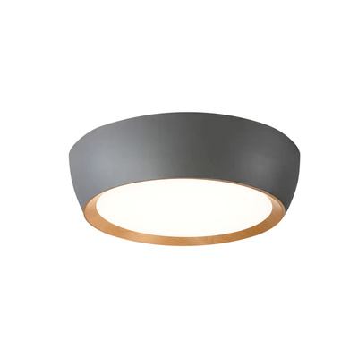 ABRUZZO PLAFONNIER PLAFON GRIS ABAT-JOUR BOIS BLANC 14-24114