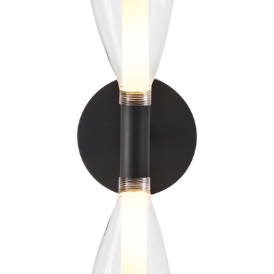 Nordic black double glass wall light 2xG9 transparent shades
