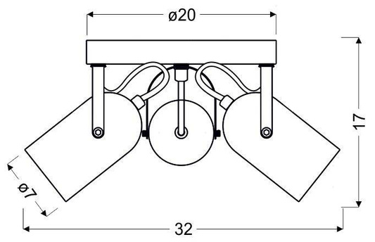 Plafoniera Plafon 3X40W E14 gri GRI 98-66503