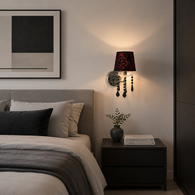 Kinkiet chromowany abażur welurowy 1x40W E14 Astor Candellux 21-80342