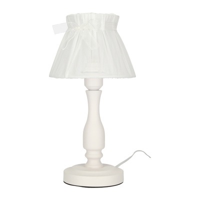 Lampa stołowa nocna biała abażur z organzy 40W E27 Zefir Candellux 41-73815