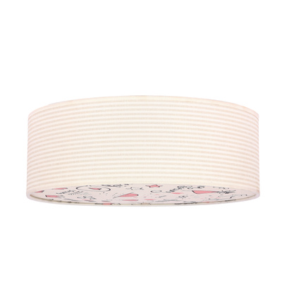 KIDDY lampa sufitowa 38 cm biały 2x40W E27 abażur paski beżowe