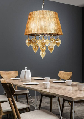 Graue und beige Pendelleuchte an einer Kette Elissa Candellux 33-04567