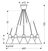 Lampă suspendată tavan negru și auriu mat 5x40W Mai mult Candellux 35-71163