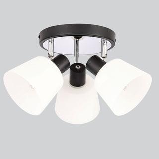 Lampa sufitowa BILOBA plafon biało-czarna 3x40W E14 białe klosze szklane nowoczesne oświetlenie do salonu sypialni kuchni korytarza przedpokoju