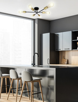 Deckenleuchte schwarz und gold 6xE27 Crespilo 36-01245