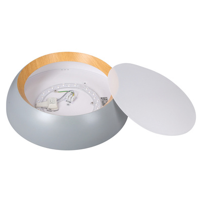 ABRUZZO PLAFONNIER PLAFON GRIS ABAT-JOUR BOIS BLANC 14-24114