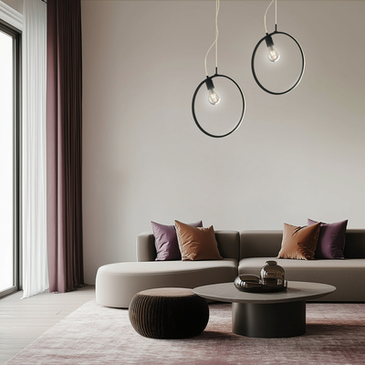 Hanging lamp APETI SKIROS 1xE27 + LED 12W black