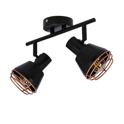 Applique/plafonnier abat-jour cuivre noir 2xE14 40W Neria 92-81780