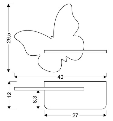 Applique murale étagère 5W LED 4000K IQ Kids Butterfly or 21-84873