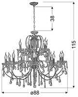Suspension chromée avec lustre en cristaux 15x40W Aurora Candellux 30-97586