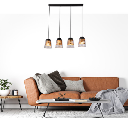 Lampa wisząca czarno-złota szkło 4xE27 Fresno