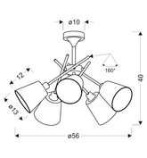 Lampa sufitowa chromowa abażur z tkaniny 5x40W Vox Candellux 35-70630