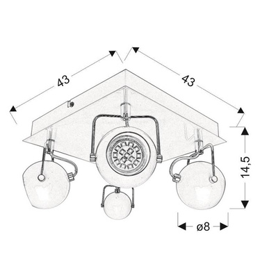 Ceiling lamp candellux tony 98-25036 led ceiling lamp gu10 matt black