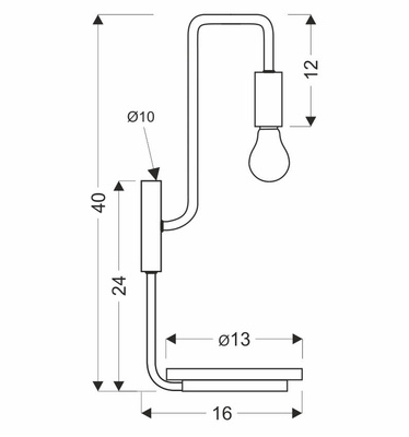 Aplică neagră 1xE14 40cm întrerupător BIPI 21-76847