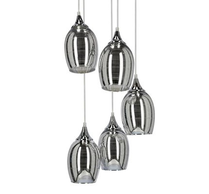 Plafonnier suspendu plaque chromée 5x60W Marina Candellux 35-60198