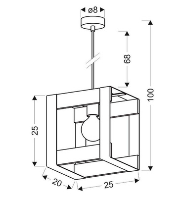 Hängelampe aus schwarzem Metall + Holz 40W E27 Varna 31-78513