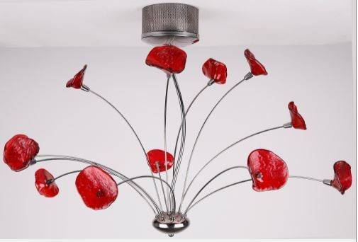 Chrome/red ceiling lamp 12xG4 Rio 30-00777