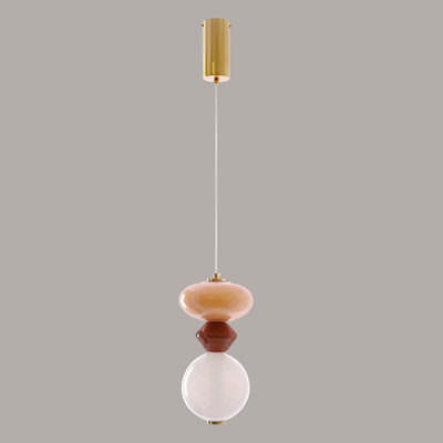FLORES pendant lamp brass brown orange 10W LED 3000K white shade