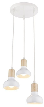 White hanging ceiling lamp on a plate 3x40W Puerto Candellux 33-62635