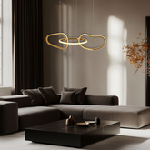 Lampa wisząca ANNELI elegancka – złota nieregularna forma 80 cm – designerska lampa salonu i jadalni LED 3000K