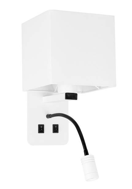 Applique d&#39;hôtel blanche avec liseuse LED Magnum Candellux 21-75666