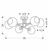 Lampa wisząca Amanda 6-punktowa szklana z kloszami do salonu i jadalni