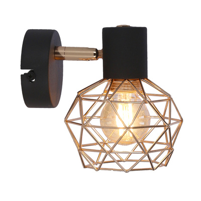 Wall lamp black single lampshade copper Acrobat 91-22240
