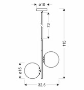 Suspension noir mat/or 2xE14 Duo 32-01269