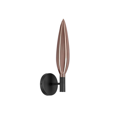 Nordic glass black wall light with copper shade for elegant bedroom G9