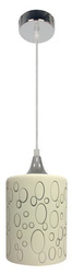 Suspension chromée + abat-jour en verre crème E27 Sand Candellux 31-57754