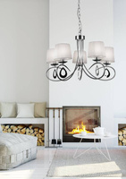 Hanging lamp chrome / white woven lampshade 5x40W Arnika Candellux 35-21687