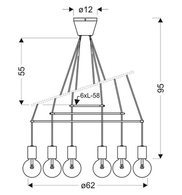 Lampe suspendue blanc mat 6xE27 à deux circuits Alto Candellux 36-70920