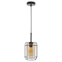 JONERA lampa wisząca czarny 1x40W E27 klosz  bursztynowy