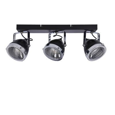 Crazy ceiling lamp black strip 3x15w gu10 colorless lampshade