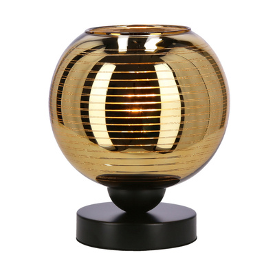 Lampa de masa Trio neagra e27 cu abajur auriu 41-11978