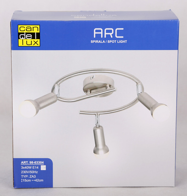 Lampa sufitowa spirala 3X40W E14 satyna nikiel ARC 98-63304