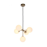 Lampă suspendată alamă opal abajur bilă 5x28W Mati Candellux 35-73778
