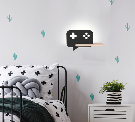 Black 5W LED wall lamp for a child with a Console Candellux 21-75628 shelf