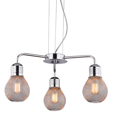Lampa suspendata abajur din sarma cromata 3x60W reglabila Gliva Candellux 33-58539